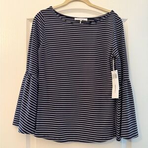 NWT Frame Bell Sleeve Top | Dark Navy Stripe | Boatneck | Modal | Size M